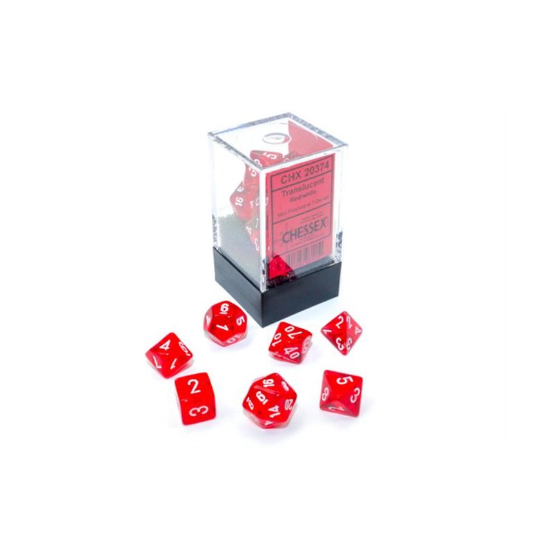 Chessex - Set 7 Dadi Poliedrici Mini - Translucent Red/White
